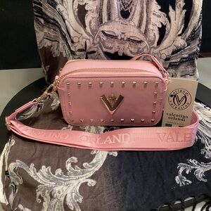 Valentino Orlandi Pink Crossbody Bag with Gold Accents